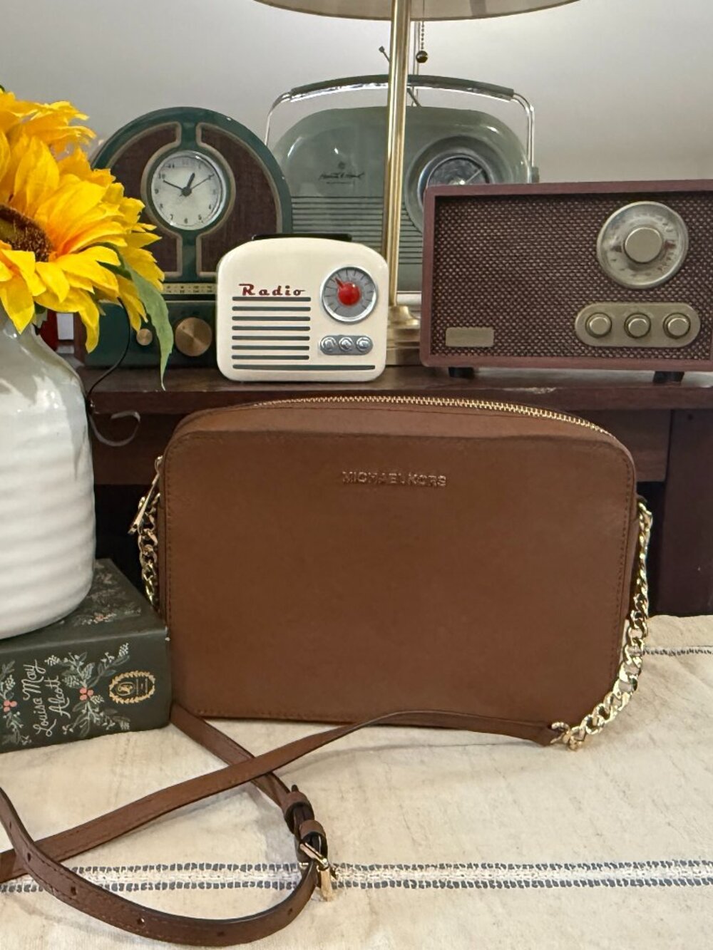 Michael Kors Jet Set Travel Large East West Crossbody | Luggage Brown Saffiano
